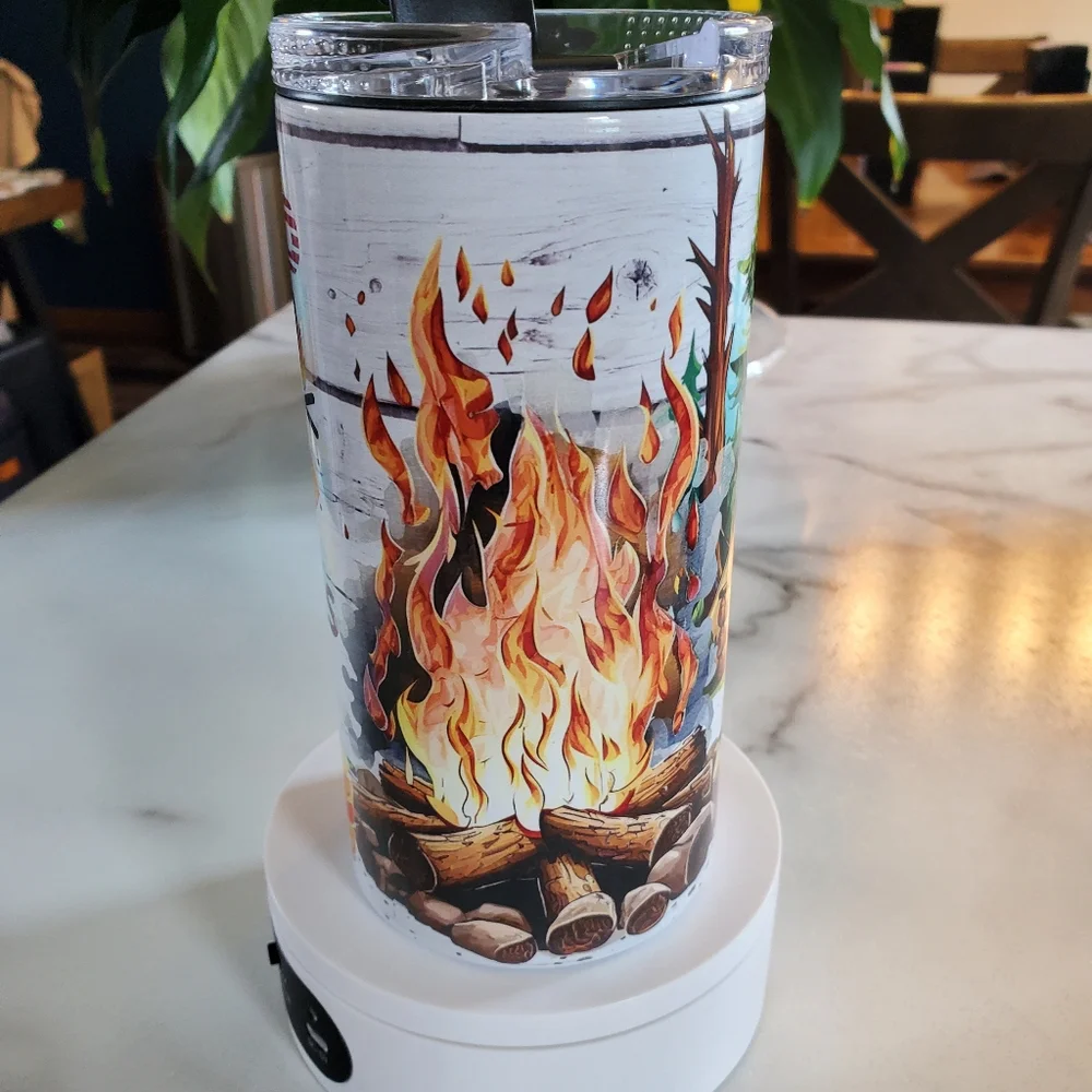 CAMP FIRES  And COCKTAILS 4 in 1 Can Cooler 14oz Tumbler 🎉sale